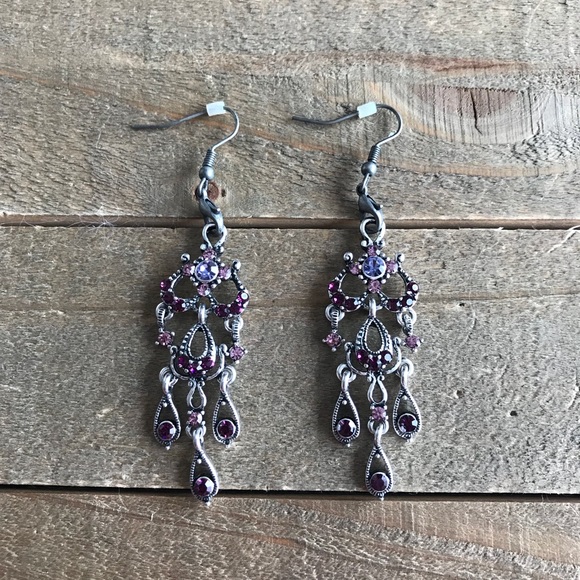 handmade Jewelry - 3 for $25 Handmade Silver/Purple Fancy Earrings